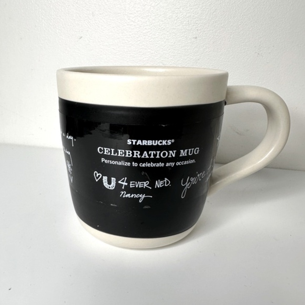 Starbucks 2009 Celebration Mug Chalkboard 18oz Ceramic Coffee Tea Cup Mug No Pen